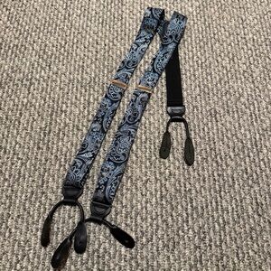 Beau ties suspenders made in England paisley blue